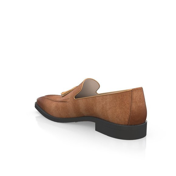 Bashwood Handmade Brown Suede Tussle Loafer Shoes For Men